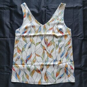 Soft and silky Womens Orange/Green/Blue Hue V-neck Tank Top Size XS